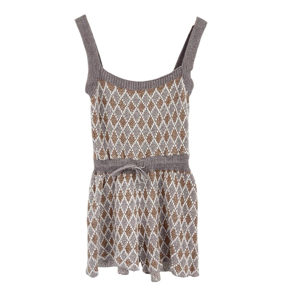 FREE PEOPLE INTIMATELY Women's Beige Dream Diamonds Sleeveless Casual Romper LAR